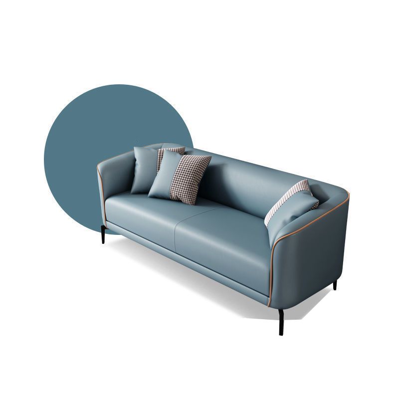 25.59" D x 25.59" H Faux Leather Sofa Tuxedo Arm Tight Back Sofa