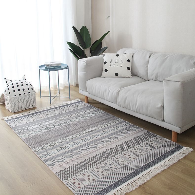 Simplicity Teppich mit Speerspitzenmuster, mehrfarbiger Baumwollteppich, schmutzabweisender Innenteppich für die Heimdekoration