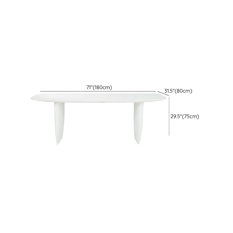Rectangle White Indoor Dining Table Modern Dinette Table with Double Pedestal