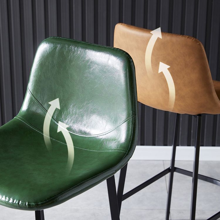 Scandinavian Leather Restaurant Stool Matte Finish Footrest Barstool