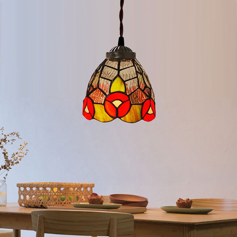 1 Light Pending Pendant Baroque Dragonfly / Flower Red / Green Tore Lyding Suspension Lighting Forful for Kitchen