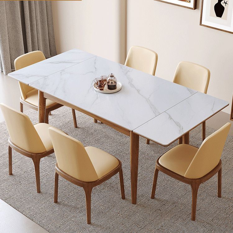 Contemporary Dinette Table Rectangle Stone Dining Room Table for Home