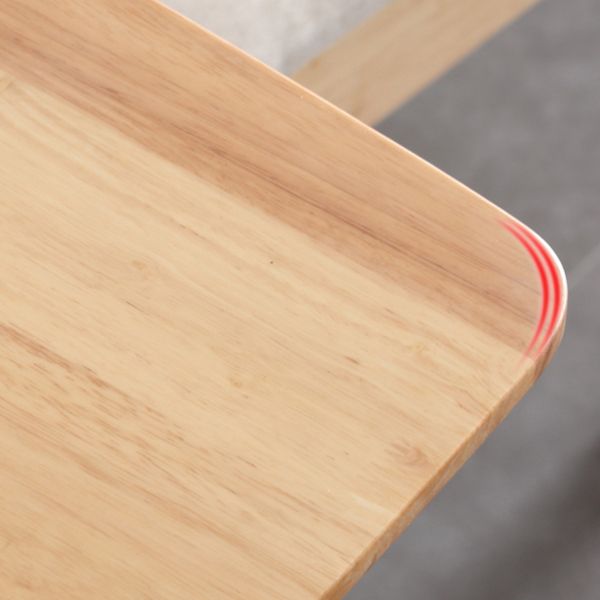 Square 4 Legs Industrial Dining Table Wood Color Fixed Table of Solid Wood