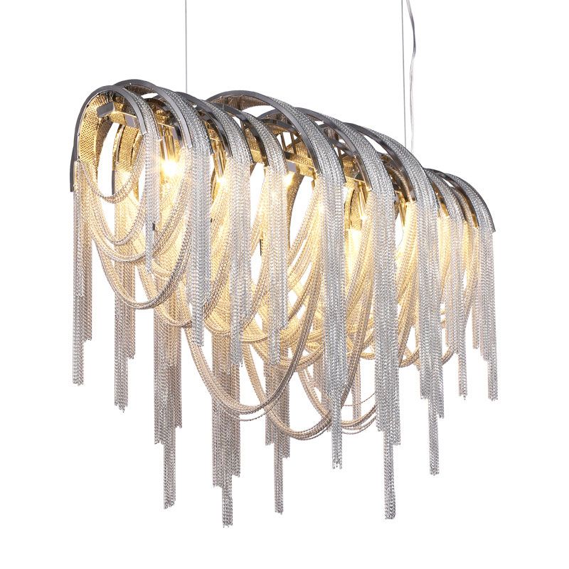 Aluminum Tassel Chain Island Pendant Lighting Postmodern Style 4/6Bulbs Ceiling Light