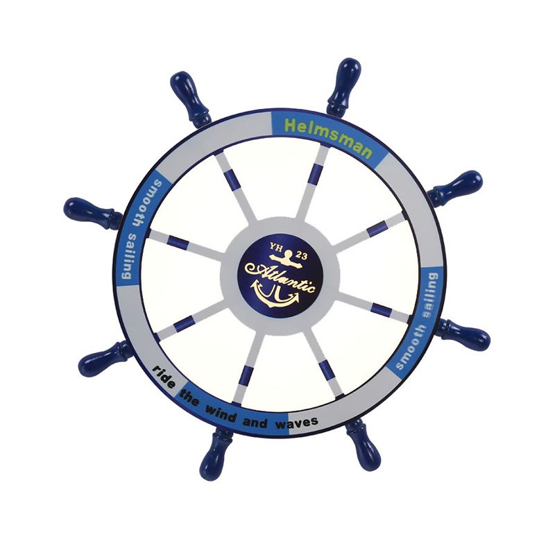 Acrylic Rudder Flush Mount Spotlight Mediterranean LED Blue Flush Light Fixture for Nursery, 21.5"/25.5" W