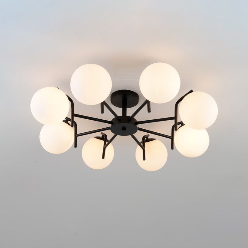 Black Ceiling Mounted Fixture Simple Globe Glass Living Room Ceiling Light