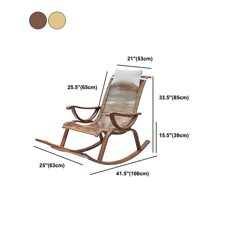 Rattan and Metal Rocker Chair Contemporary Spindle Rocking Accent Chair for Outdoor