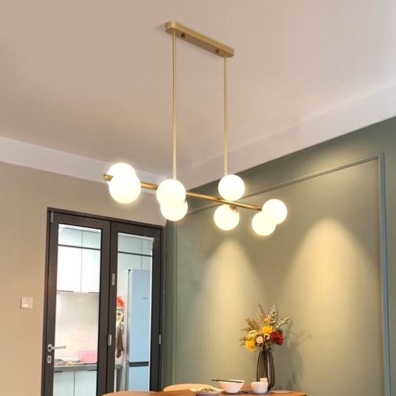 Orb Glass Shade Island Light Fixture Modern Style Metal Hanging Ceiling Lamp for Kitchen Dining Room