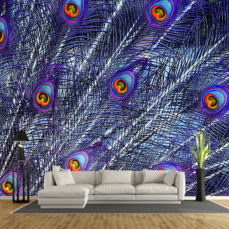 Modern Illustration Mural Wallpaper Peacock Feather Indoor Wall Mural