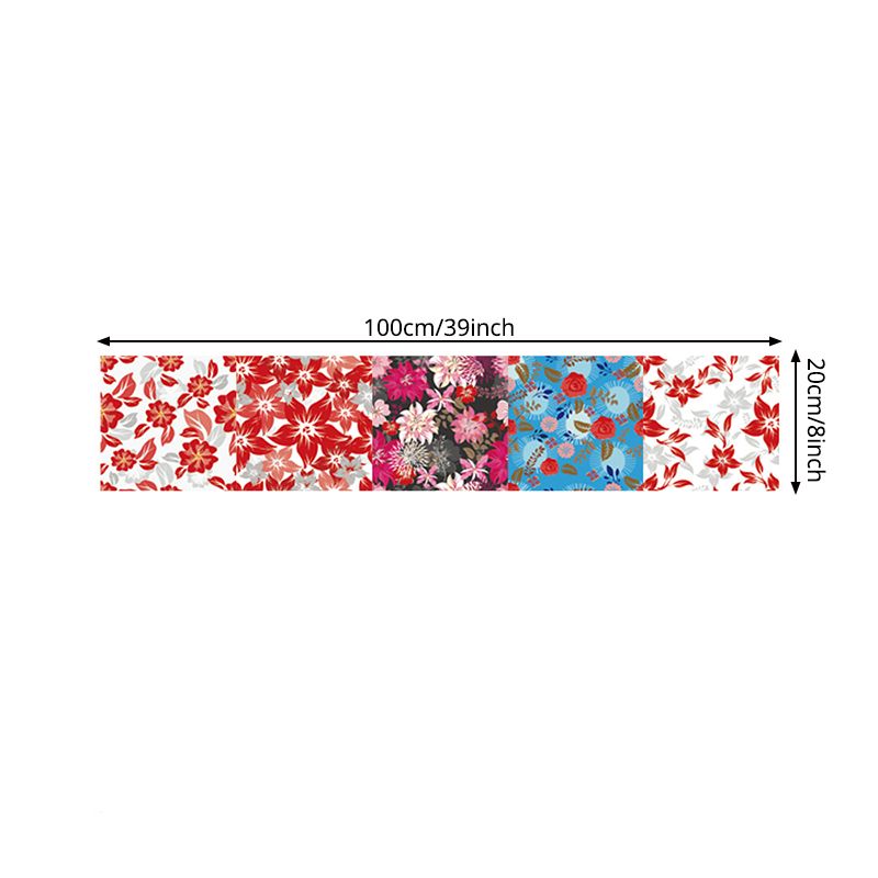 Flower Blossom Wallpaper Panel Set Rural PVC Self-Sticking Wall Art in Red-Yellow-Blue-Green