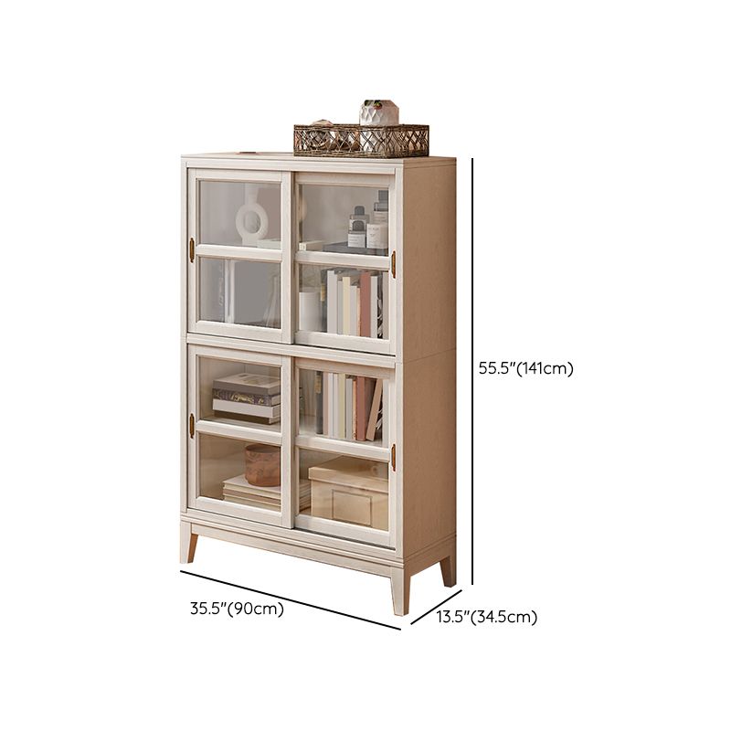 Modern Style Closed Back Bookshelf Wooden Vertical Bookcase in White
