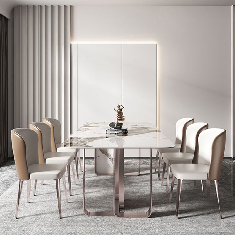 Luxurious 1/4/5/7 Pieces Rectangular Dining Set Sintered Stone Top Dinette Table Set