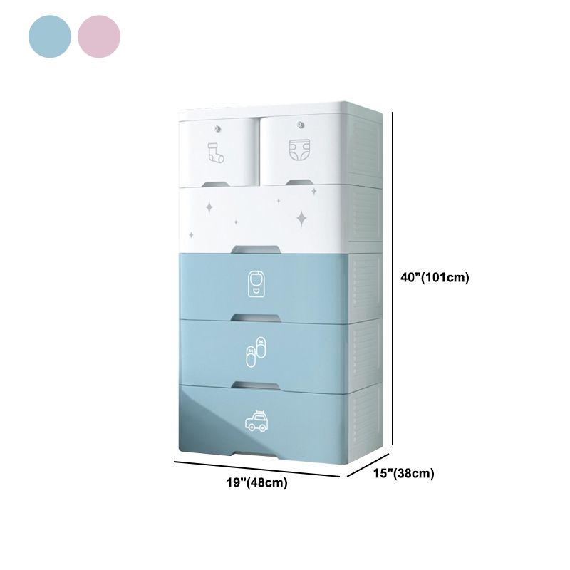 Contemporary Style Non-Hanging Armoire Plastic Storage Cabinet with Drawers