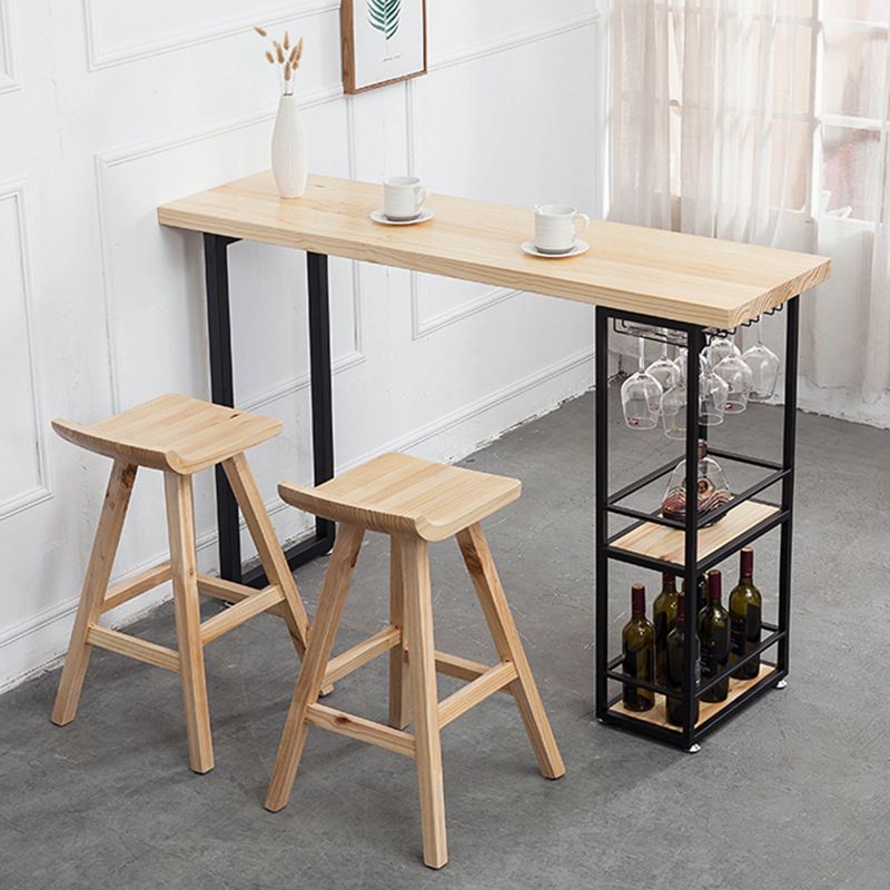 Industrial Rectangle Bar Table Set 1/2/3 Pieces Wooden Counter Table with Backless Stools