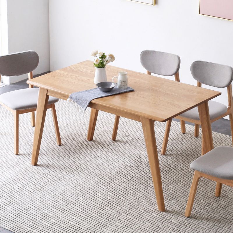 Natural Modern Rectangular Oak Tabletop Dining Table with 4 Legs