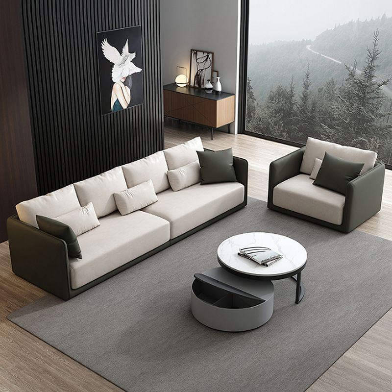 Leather White Sofa with Back Pillows candinavian Sofa for Living room