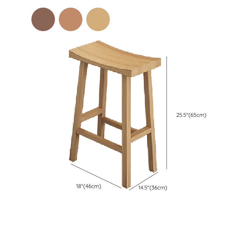 Industrial Backless Solid Wood Counter Stool Wooden Armless High Chair with 4 Legs