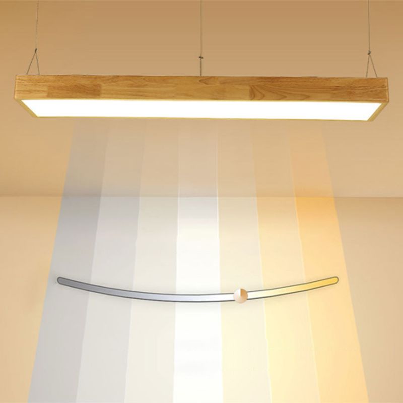Modern Rectangle Pendant Lighting Fixture Wood Pendant Light