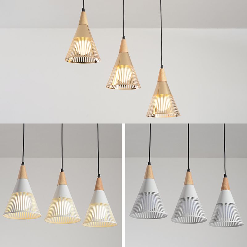 Lámpara de caída de estilo moderno Shuttlecock Hollowed Holfing Lighting con sombra de metal