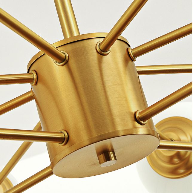 Gold Chandelier Lighting Fixtures Designer Style Multi-Head Suspension Light with White Glass Shade