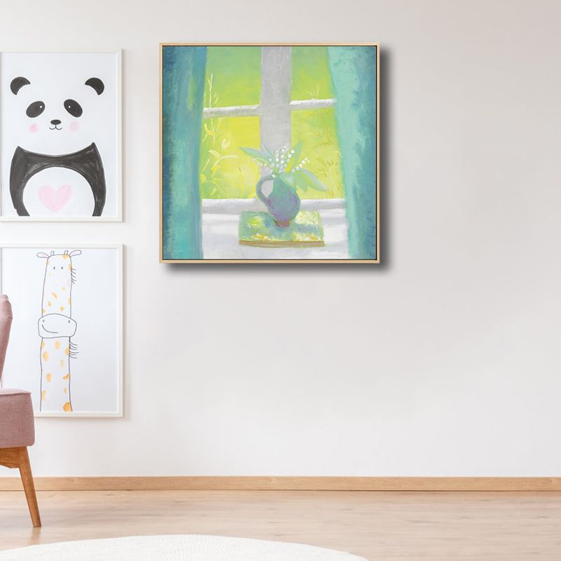 Farmhouse Canvas Wall Art Pastel Color Vase in the Window Painting for Family Room