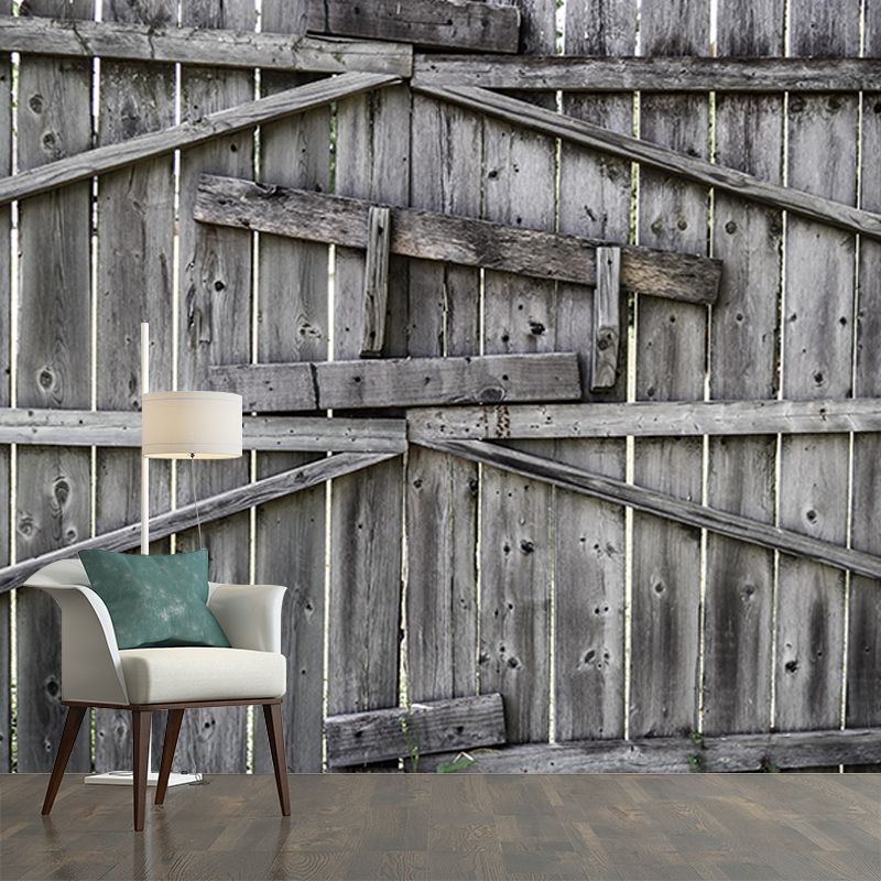 3D Mural Industrial Style Wood Grain Mural Mildew Resistant Decorative Wall Art