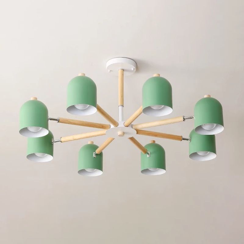 Macaron Style Chandelier Rotatable Domed Pendant Lamp with Metal Shade