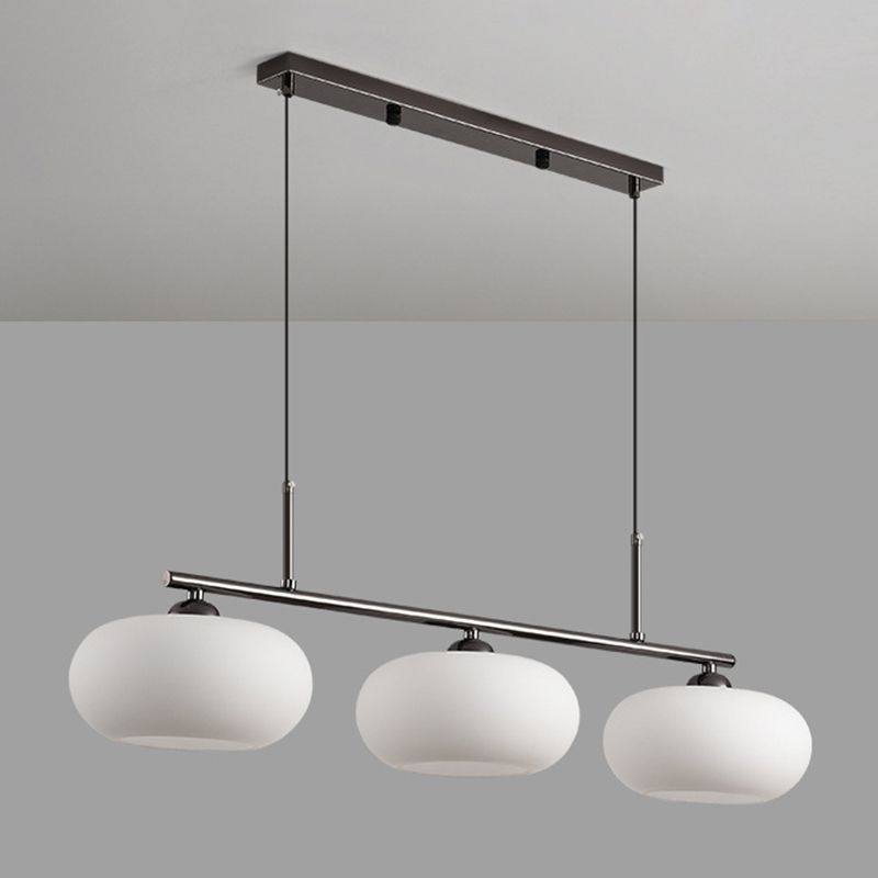 Modern Style Drum Shade Island Pendants 3 Lights Glass Pendant Lights for Dining Room