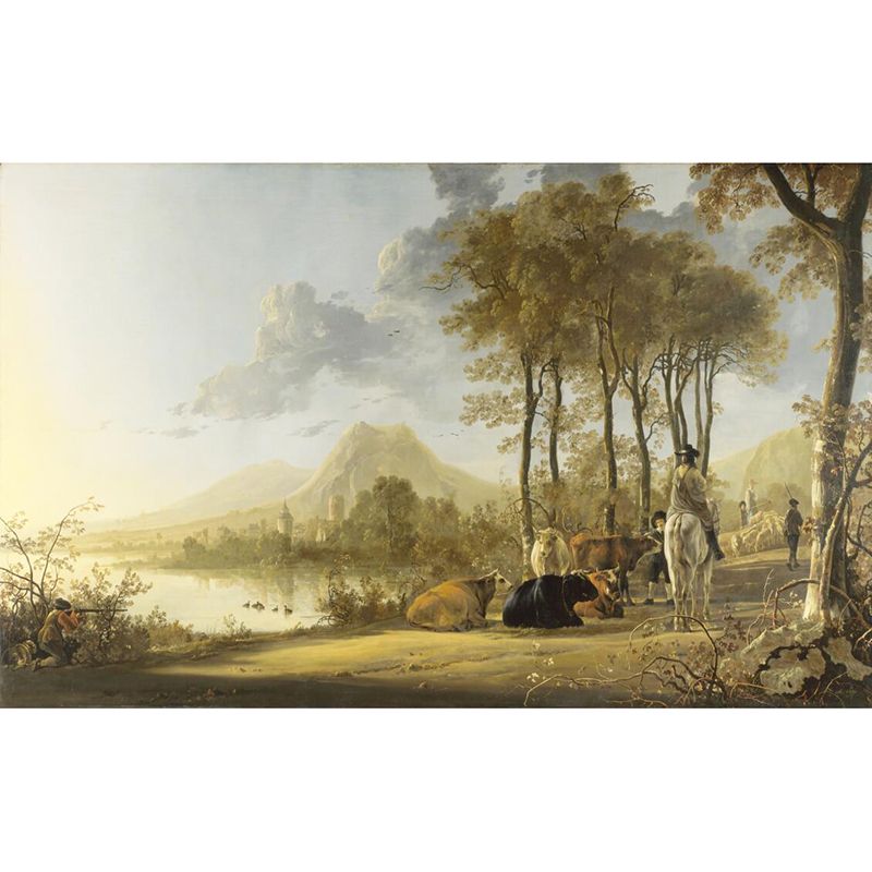 Large Rural Landscape Mural Wallpaper Modern Cow Patterned Wall Decoration in Brown