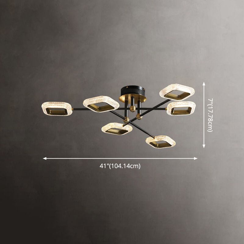 Nouveau Plafonniers semi-encastrés Spoutnik en verre noir encastré moderne pour salon