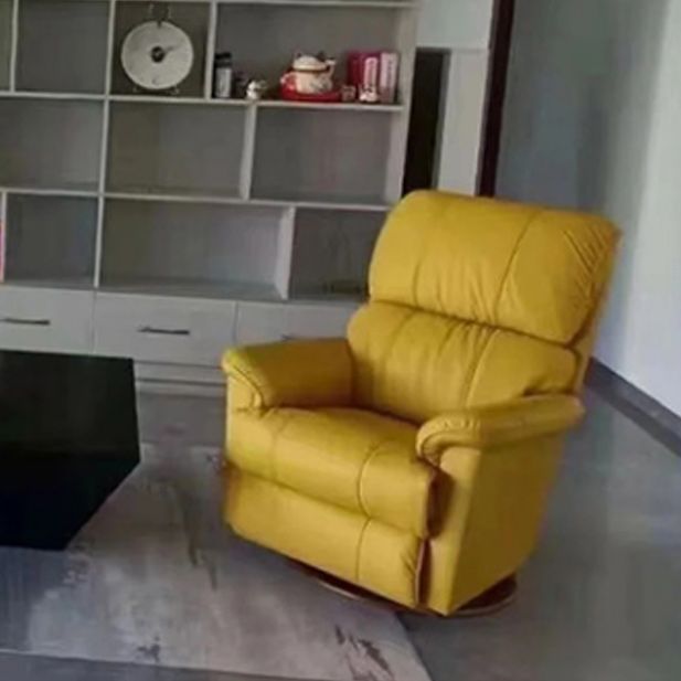 Modern Grain Leather Recliner Chair Solid Color Standard Recliner with Footrest