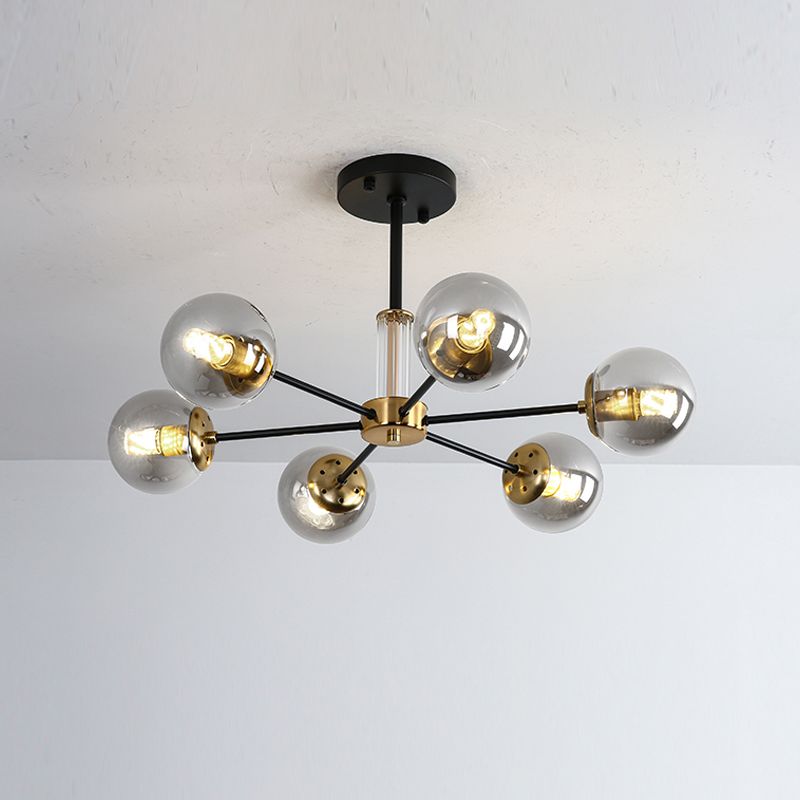 Nordic Globe Chandelier Clear Glass Multi Light Hanging Light for Bedroom