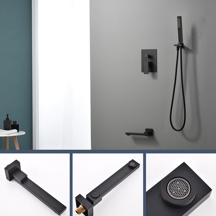 Modern Shower Faucet Brass Square Adjustable Shower Head Wall Mounted Shower Set