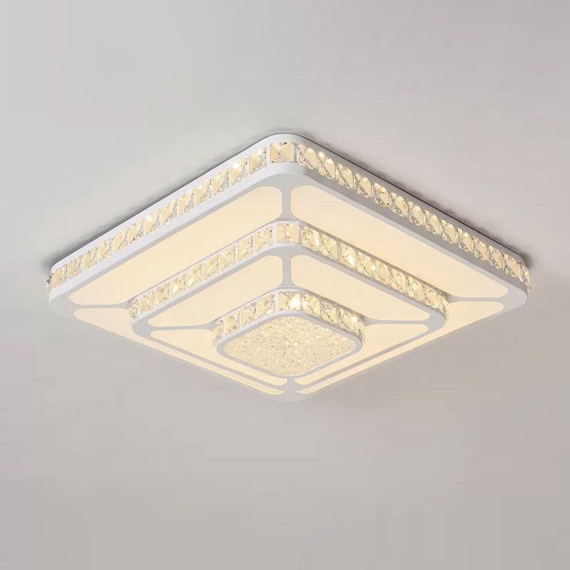 Facettiert Kristall Geometrie Deckenlampe Modernist LED Weiß Flush Mount Licht mit 3-Tier-Design