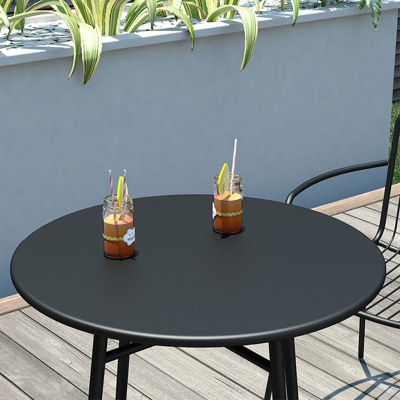 Modern Metal Bistro Table Set in Black 1/3/5 Pieces Dining Table Set for Outside