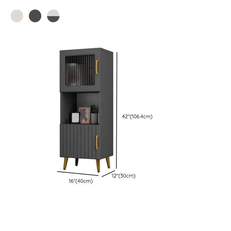 15.7" W Modern Glass Paned Cabinet Shelves Included Side Cabinet with 2 Doors