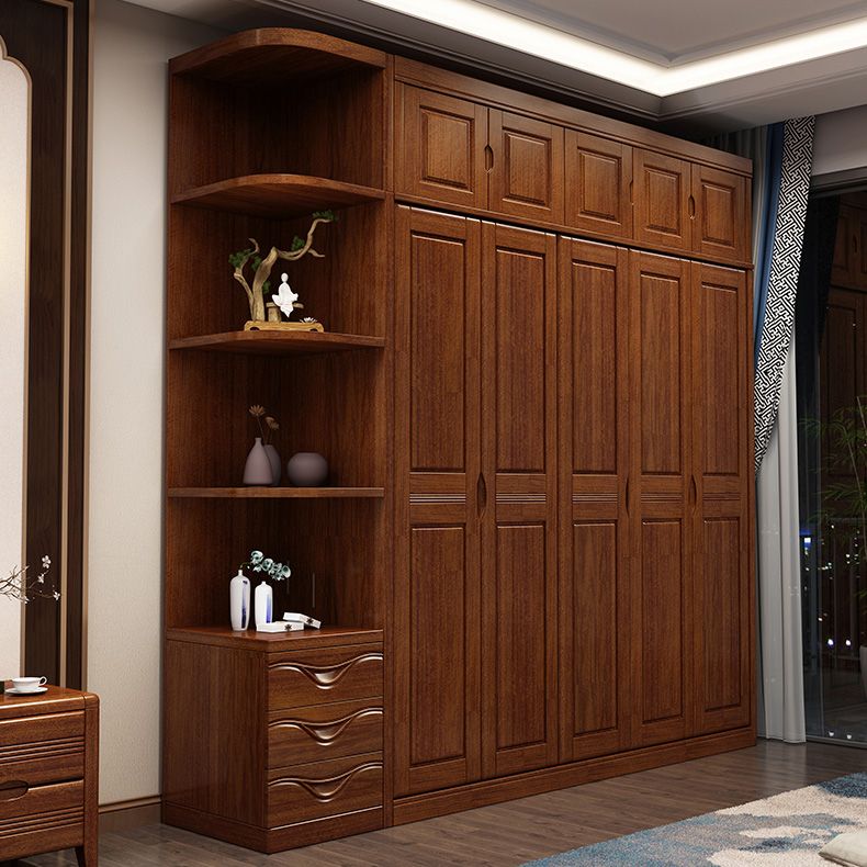 Brown Walnut Wood Storage Cabinet Traditional Cabinet with Drawer