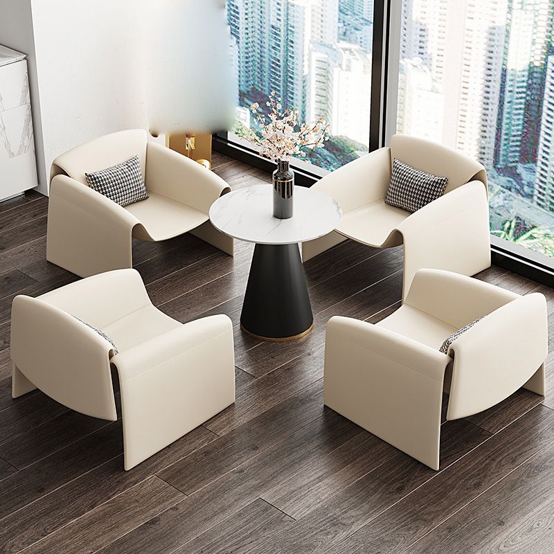 Fixed Back Sled Arms Armchair Mid-century Modern Accent Armchair