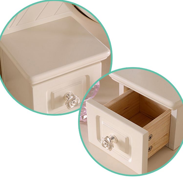 Victorian White Makeup Vanity Desk Bedroom Dressing Table Stool Set with Drawer