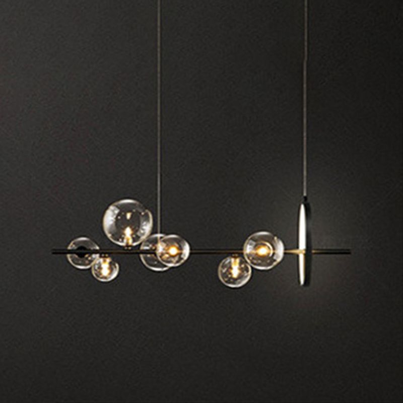 Black Island Lights Modern Multi-Head Restaurant Hanging Lampen met Globe Glass Shade