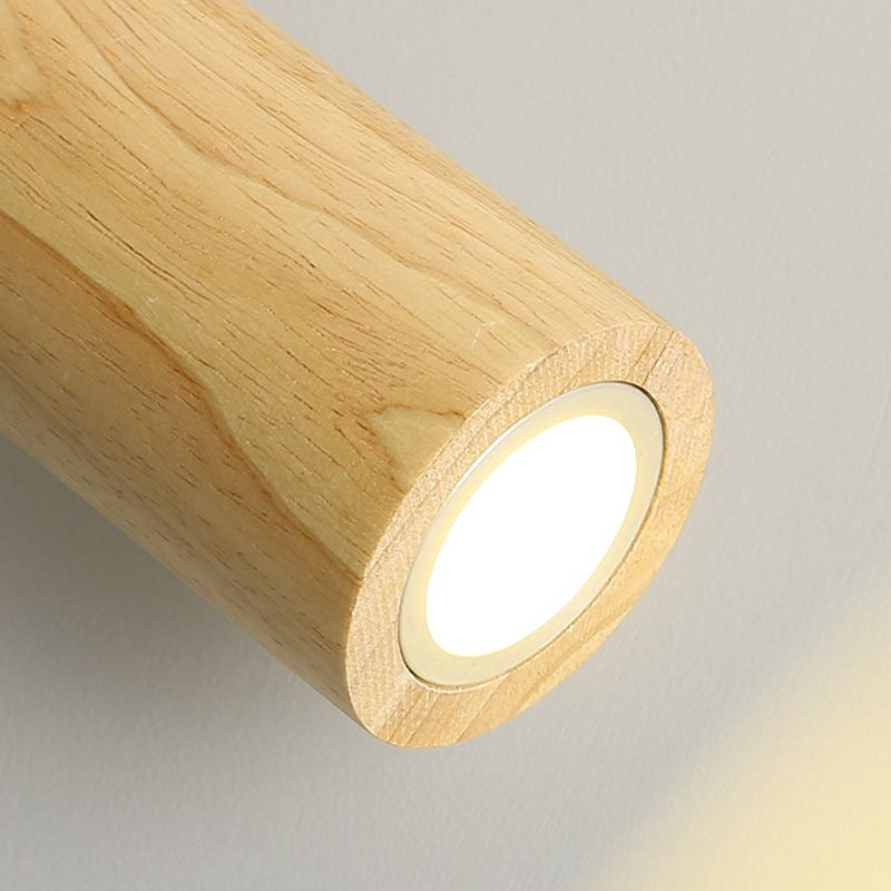 Adjustable Cylinder Semi Flush Wood LED Modernism Cylinder Flush Ceiling