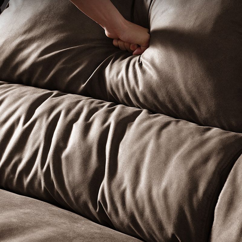 Fabric Pillow Top Arm Sectional Sofa 37.4"High Cushion Back Sofa,Brown