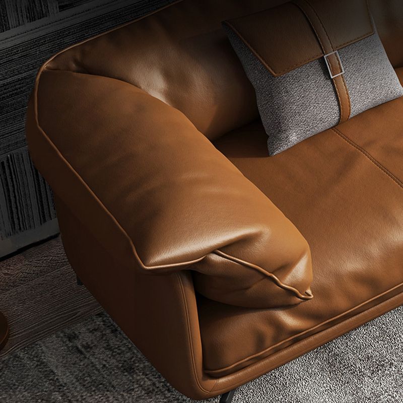 Scandinavian Orange Pillow Top Arm Sofa/Sectionals with Cushions Metal Legs