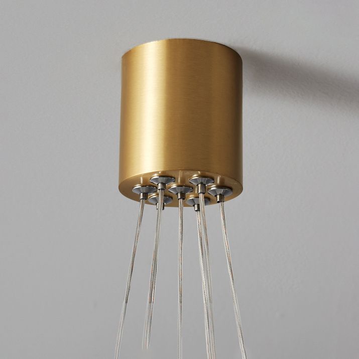 Lámpara colgante de globo de cobre ligero de simplicidad moderna con sombra de vidrio blanco