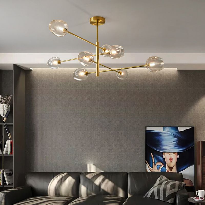 Designer Style Chandelier Light Fixtures Multi-Head Suspension Pendant Lamps with Glass Shade