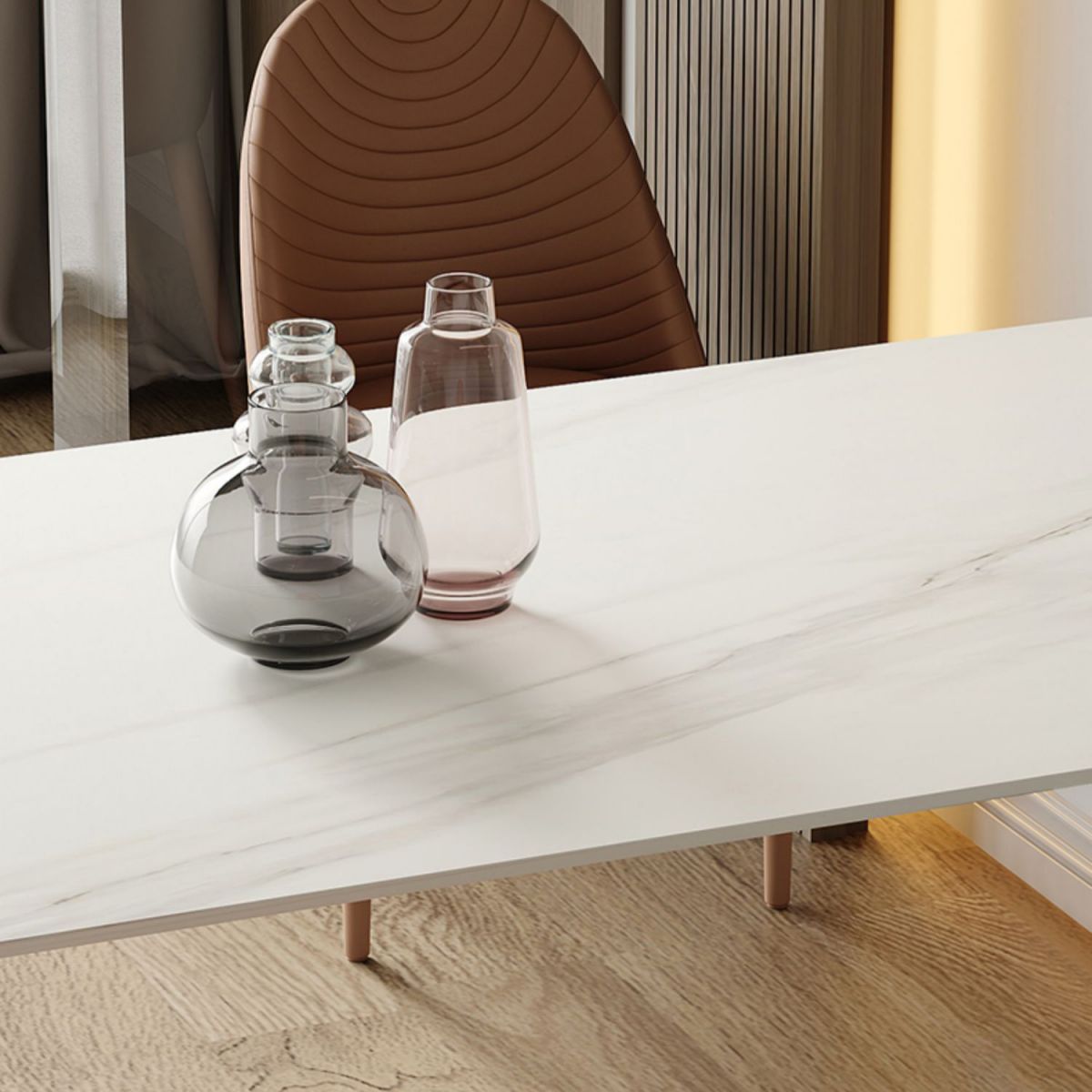 Modern Style Dining Table White Top Sintered Stone Table for Home