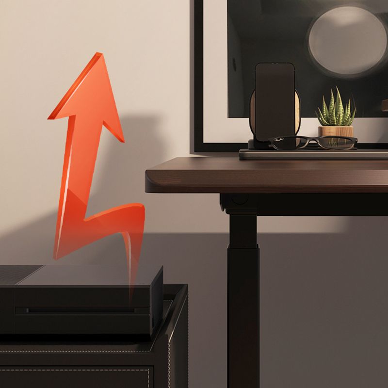 Electric Height Adjustment Computer Desk Solid Wood T-shape Bade Writing Desk