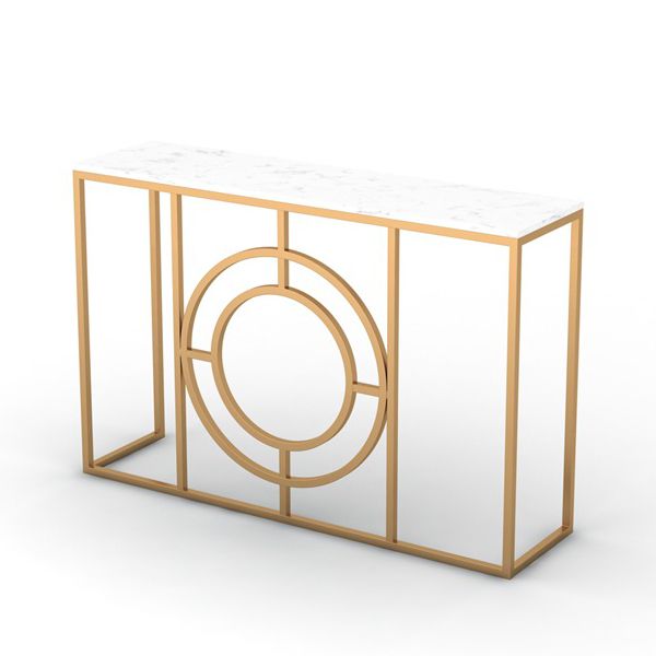 Modern Marble Console Sofa Table Rectangle Iron End Table for Hall