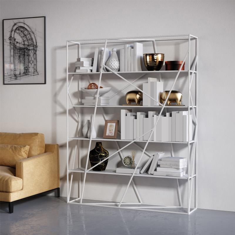 Metal Open Storage Bookshelf Industrial Rectangle Etagere Bookcase