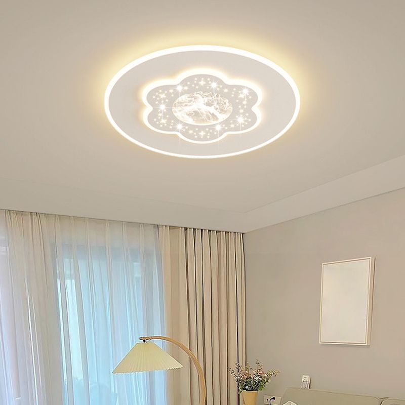 LED Metal Flush Mount Geometric Shape Modern Ceiling Light with Acrylic Shade for Bedroom